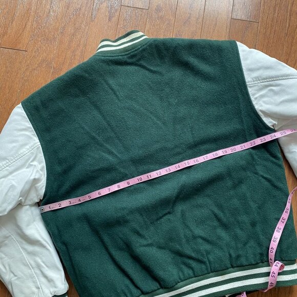 Levis Silver Tab Green and White Leather Varsity Bomber - Picture 12 of 13